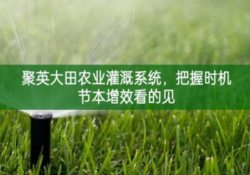 「智慧农业」聚英大田农业灌溉系统，把握时机节本增效看的见